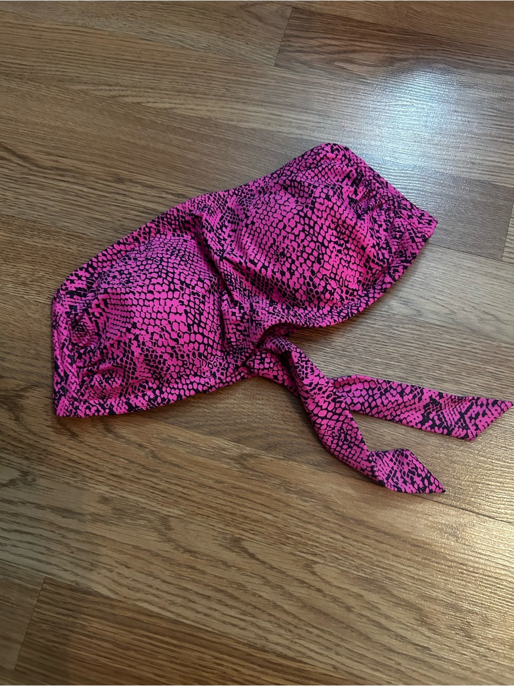 Xhilaration Pink and Black Snake-Print Bandeau Top